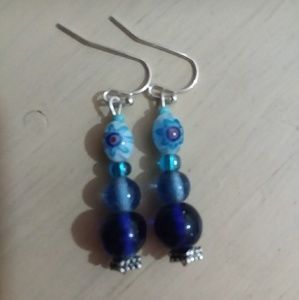 FIRE glass bead dangle earrings, SO SWEET!